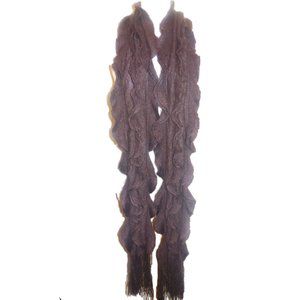 Scarf Long Ruffled Fringed Chocolate Brown